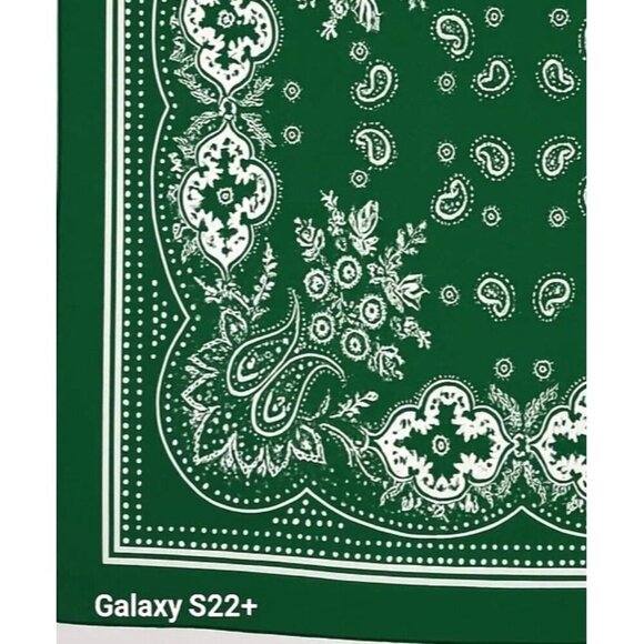 Green White Paisley Square Scarf Bandana Print Silk Feel Accessory Neck Head Wra - Picture 2 of 5